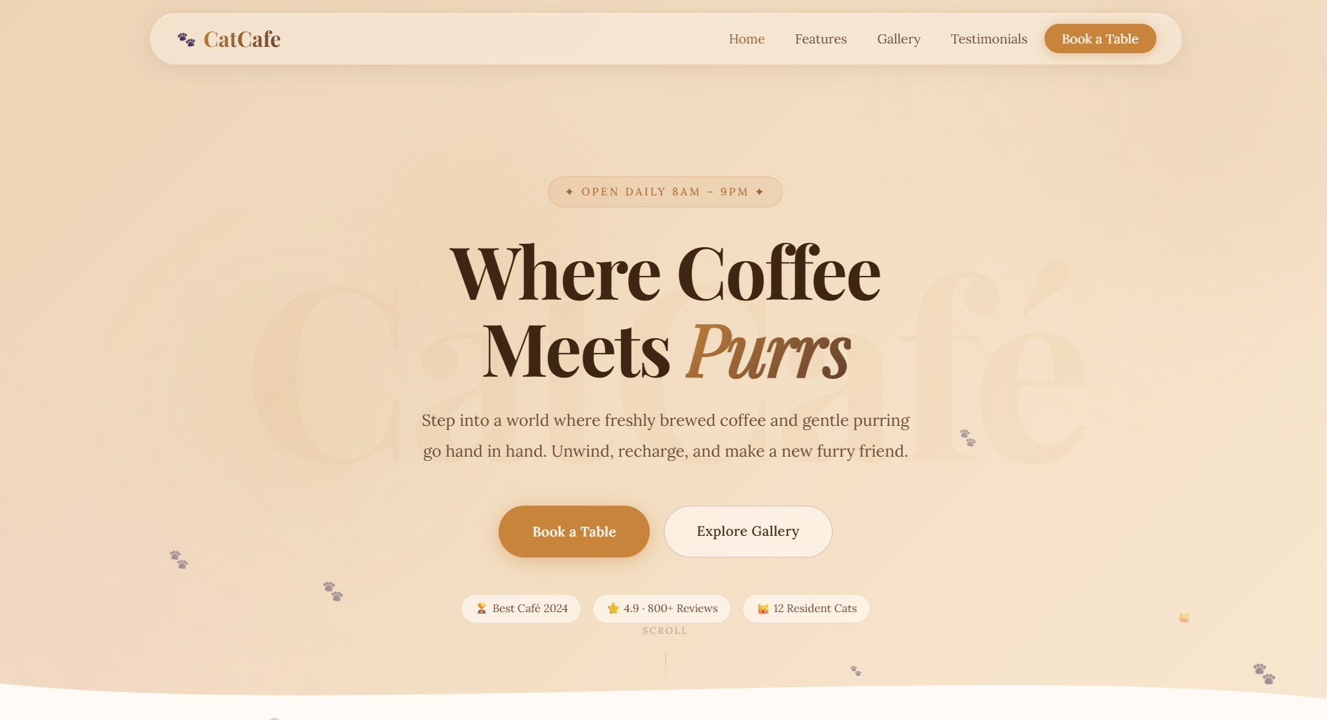 Cat Cafe Website preview